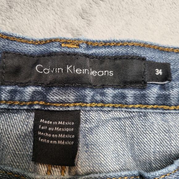 Calvin Klein Jeans Jeans Mens 34x32 Relaxed Straight Distressed Paint Splatter - Picture 3 of 10